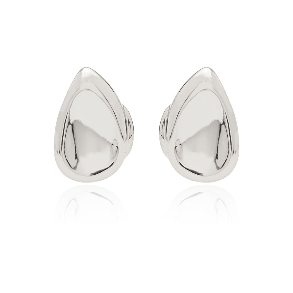 Brinco Liso Gota Orgânica - Banho de Ródio Branco